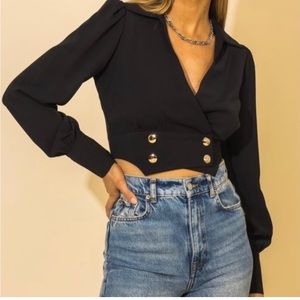 🎉HP🎉Cropped collared button blazer top size Small NWT